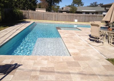 classic travertine french pattern pool tiles and pool coping
